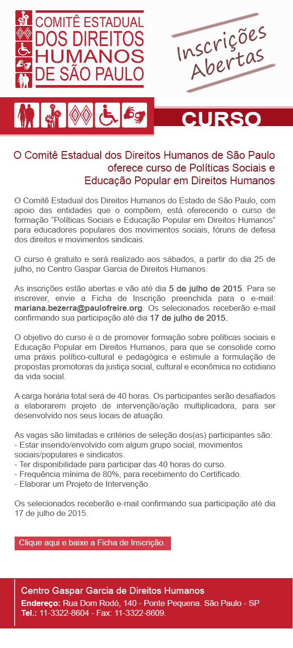 curso de poiticas sociais e educacao popular