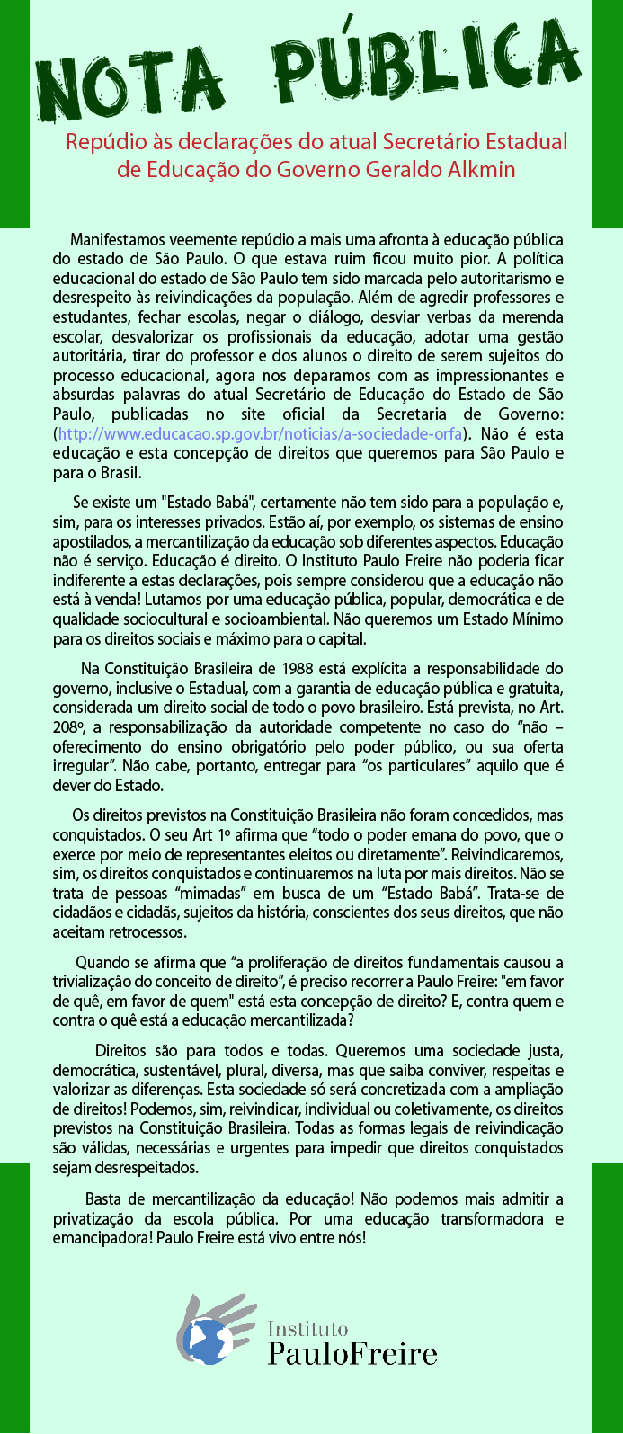 ok Nota publica repudio declaracao secretario